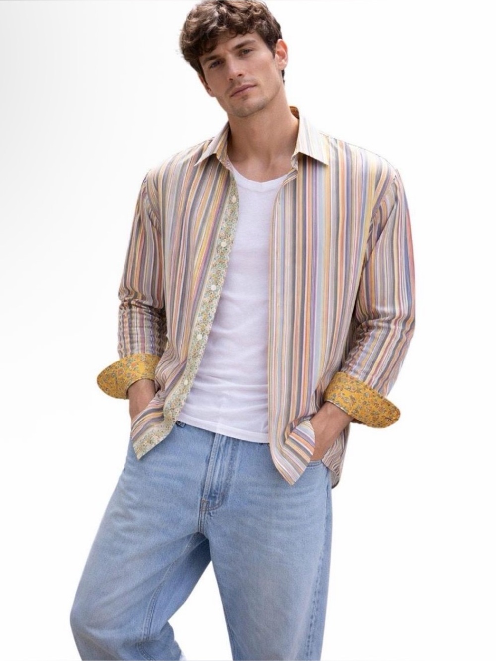 Robert Graham Blue Multi-Color Flip cuff Button-Down Shirt LT/GT